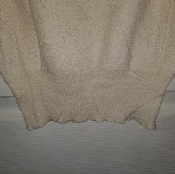 5 for $20 Y2K Style Pastel Yellow Floral Knit Tank Top with Ribbed and Lace Trim - Picture 6 of 16